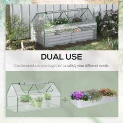 Outsunny Dual Use Steel Raised Garden Planter With Greenhouse 185L X 95W X 92Hcm - Clear & Grey - 845-520V03TP 13 Outsunny Dual Use Steel Raised Garden Planter With Greenhouse 185L X 95W X 92Hcm - Clear & Grey - 845-520V03TP -OUTSUNNY Sales Shop outsunny 845 520v03tp use