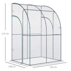Outsunny Walk-In Lean To Tunnel Greenhouse With Zip Up Door 143cm X 118cm X 212cm - Clear & Green - 845-592 -OUTSUNNY Sales Shop outsunny 845 592 dimensions