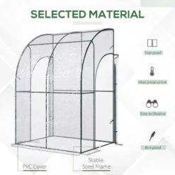 Outsunny Walk-In Lean To Tunnel Greenhouse With Zip Up Door 143cm X 118cm X 212cm - Clear & Green - 845-592 -OUTSUNNY Sales Shop outsunny 845 592 material