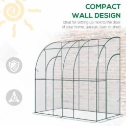 Outsunny Walk-In Lean To Tunnel Greenhouse With Zip Up Door 214cm X 118cm X 212cm - Clear & Green - 845-592V01 -OUTSUNNY Sales Shop outsunny 845 592v01 compact