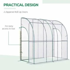 Outsunny Walk-In Lean To Tunnel Greenhouse With Zip Up Door 214cm X 118cm X 212cm - Clear & Green - 845-592V01 -OUTSUNNY Sales Shop outsunny 845 592v01 practical
