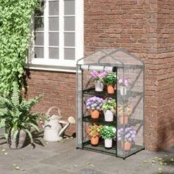 Outsunny 3 Tier Mini Greenhouse With Wire Shelves 69L X 49W X 125Hcm - Clear & Dark Green - 845-606 -OUTSUNNY Sales Shop outsunny 845 606 outdoor