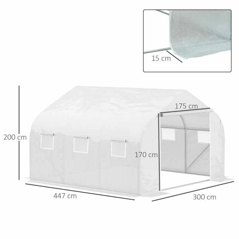 Outsunny Walk In Greenhouse Replacement Cover With Windows & Door 4.5 X 3 X 2m - White - 845-616V01WT 2 Outsunny Walk In Greenhouse Replacement Cover With Windows & Door 4.5 X 3 X 2m - White - 845-616V01WT - Image 2