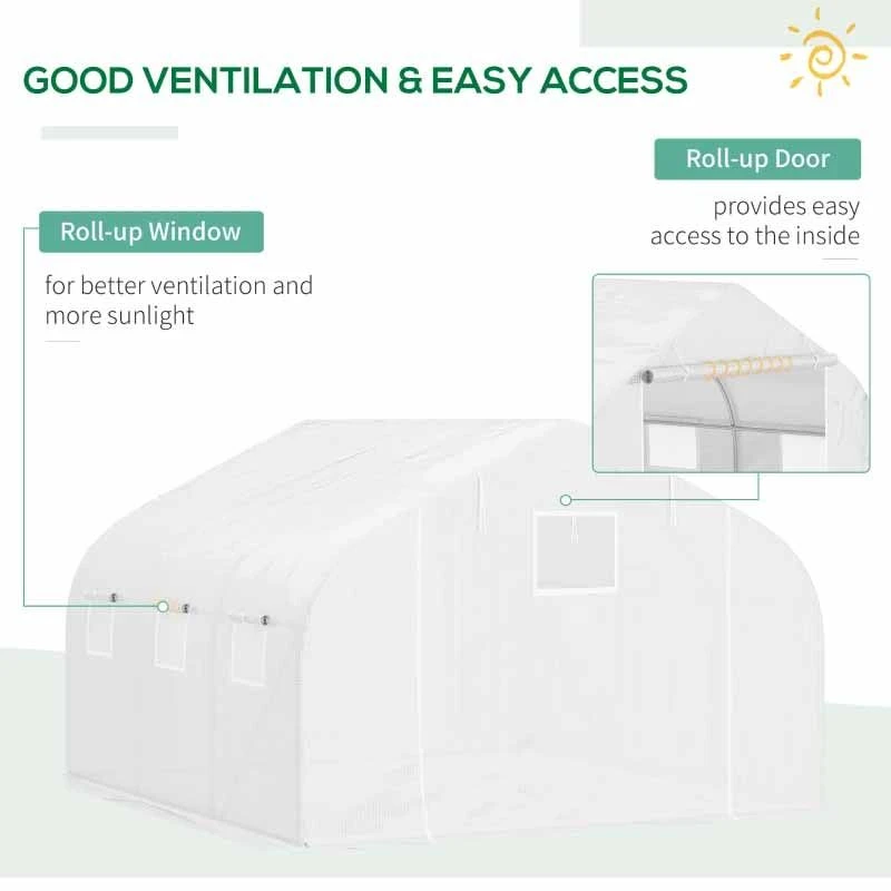 Outsunny Walk In Greenhouse Replacement Cover With Windows & Door 4.5 X 3 X 2m - White - 845-616V01WT 5 Outsunny Walk In Greenhouse Replacement Cover With Windows & Door 4.5 X 3 X 2m - White - 845-616V01WT - Image 5