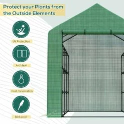 Outsunny Polytunnel Walk-In Greenhouse With Removable Cover & Shelves 244L X 180W X 210Hcm - Green - 845-696 -OUTSUNNY Sales Shop outsunny 845 696 features