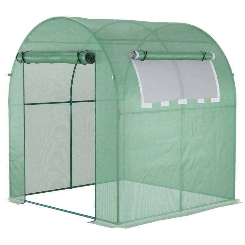Outsunny Walk In Polytunnel Greenhouse With Roll-up Window & Door 180W X 180D X 200Hcm - Green - 845-775V00GN 3 Outsunny Walk In Polytunnel Greenhouse With Roll-up Window & Door 180W X 180D X 200Hcm - Green - 845-775V00GN - Image 3