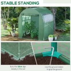 Outsunny Walk In Polytunnel Greenhouse With Roll-up Window & Door 180W X 180D X 200Hcm - Green - 845-775V00GN 14 Outsunny Walk In Polytunnel Greenhouse With Roll-up Window & Door 180W X 180D X 200Hcm - Green - 845-775V00GN -OUTSUNNY Sales Shop outsunny 845 775v00gn stable