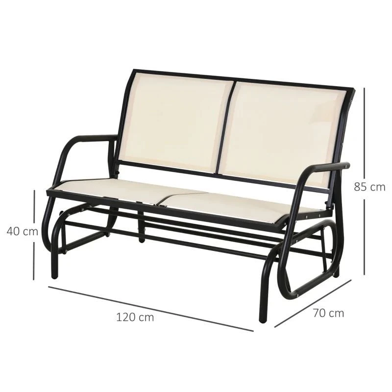 Outsunny 2-seat Glider Garden Bench - Beige - 84A-076CW 3 Outsunny 2-seat Glider Garden Bench - Beige - 84A-076CW - Image 3