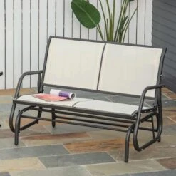 Outsunny 2-seat Glider Garden Bench - Beige - 84A-076CW