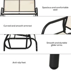 Outsunny 2-seat Glider Garden Bench - Beige - 84A-076CW 16 Outsunny 2-seat Glider Garden Bench - Beige - 84A-076CW -OUTSUNNY Sales Shop outsunny 84a 076cw 6