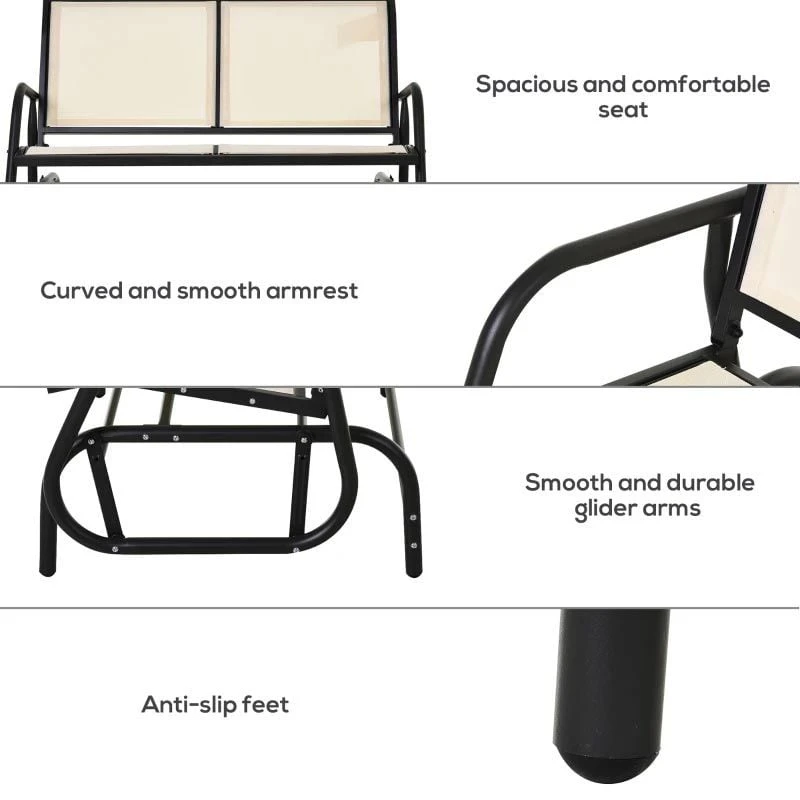 Outsunny 2-seat Glider Garden Bench - Beige - 84A-076CW 7 Outsunny 2-seat Glider Garden Bench - Beige - 84A-076CW - Image 7