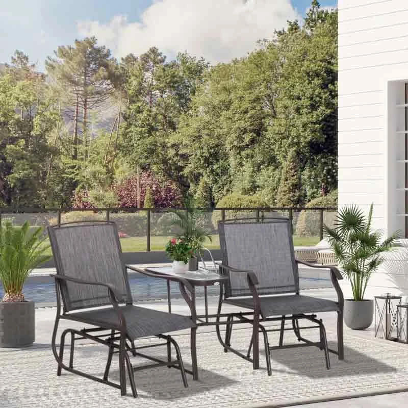 Outsunny 3 Piece Rattan Bistro Set With Rocking Chairs - Brown/Grey - 84A-084 10 Outsunny 3 Piece Rattan Bistro Set With Rocking Chairs - Brown/Grey - 84A-084 - Image 10