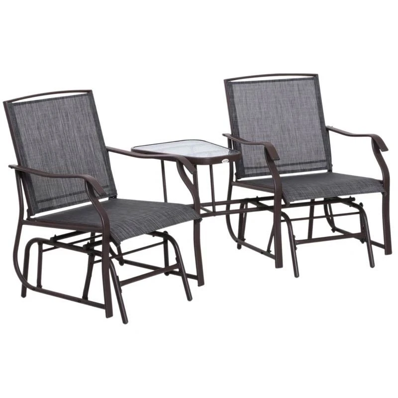 Outsunny 3 Piece Rattan Bistro Set With Rocking Chairs - Brown/Grey - 84A-084 1 Outsunny 3 Piece Rattan Bistro Set With Rocking Chairs - Brown/Grey - 84A-084