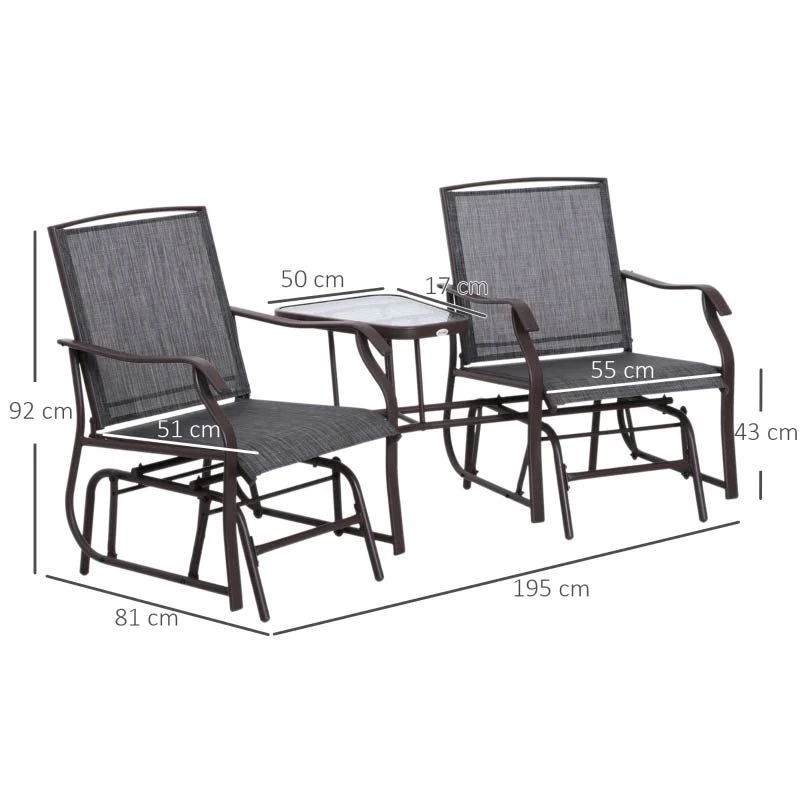 Outsunny 3 Piece Rattan Bistro Set With Rocking Chairs - Brown/Grey - 84A-084 9 Outsunny 3 Piece Rattan Bistro Set With Rocking Chairs - Brown/Grey - 84A-084 - Image 9