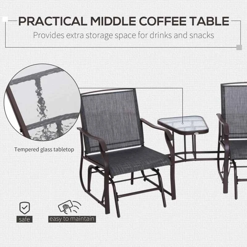 Outsunny 3 Piece Rattan Bistro Set With Rocking Chairs - Brown/Grey - 84A-084 8 Outsunny 3 Piece Rattan Bistro Set With Rocking Chairs - Brown/Grey - 84A-084 - Image 8