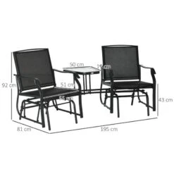 Outsunny Double Garden Rocking Chairs - Black - 84A-084BK -OUTSUNNY Sales Shop outsunny 84a 084bk 2