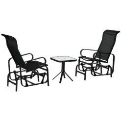 Outsunny 2 Gliding Garden Rocking Chair With Table - Black - 84A-134BK -OUTSUNNY Sales Shop outsunny 84a 134bk 10