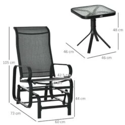 Outsunny 2 Gliding Garden Rocking Chair With Table - Black - 84A-134BK -OUTSUNNY Sales Shop outsunny 84a 134bk 2