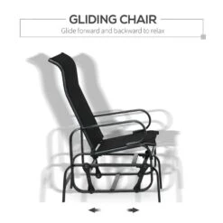 Outsunny 2 Gliding Garden Rocking Chair With Table - Black - 84A-134BK -OUTSUNNY Sales Shop outsunny 84a 134bk 3