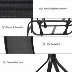 Outsunny 2 Gliding Garden Rocking Chair With Table - Black - 84A-134BK -OUTSUNNY Sales Shop outsunny 84a 134bk 5