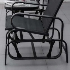 Outsunny 2 Gliding Garden Rocking Chair With Table - Black - 84A-134BK -OUTSUNNY Sales Shop outsunny 84a 134bk 8