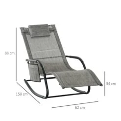 Outsunny Mesh Recliner Rocking Garden Chair - Dark Grey - 84A-160V70GY -OUTSUNNY Sales Shop outsunny 84a 160v70gy 2