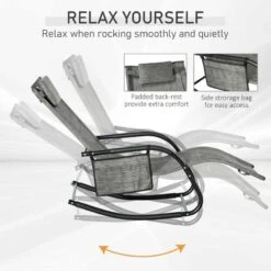 Outsunny Mesh Recliner Rocking Garden Chair - Dark Grey - 84A-160V70GY -OUTSUNNY Sales Shop outsunny 84a 160v70gy 4