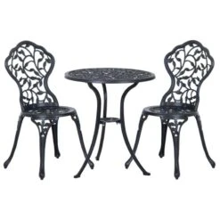 Outsunny 3 Piece Antique Cast Aluminum Bistro Set Outdoor Furniture - Black - 84B-028 -OUTSUNNY Sales Shop outsunny 84b 028 full set 1