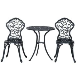 Outsunny 3 Piece Antique Cast Aluminum Bistro Set Outdoor Furniture - Black - 84B-028 -OUTSUNNY Sales Shop outsunny 84b 028 product image 1