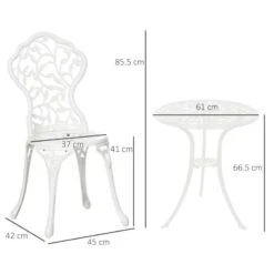 Outsunny 3 Piece Aluminium Bistro Set - White- 84B-028V00WT -OUTSUNNY Sales Shop outsunny 84b 028v00wt 2
