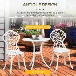 Outsunny 3 Piece Aluminium Bistro Set - White- 84B-028V00WT -OUTSUNNY Sales Shop outsunny 84b 028v00wt 3