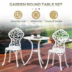 Outsunny 3 Piece Aluminium Bistro Set - White- 84B-028V00WT -OUTSUNNY Sales Shop outsunny 84b 028v00wt 4