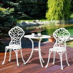 Outsunny 3 Piece Aluminium Bistro Set - White- 84B-028V00WT -OUTSUNNY Sales Shop outsunny 84b 028v00wt 9