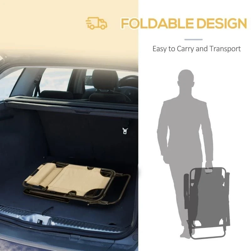 Outsunny Reclining Sun Lounger With Pillow - Beige - 84B-043 5 Outsunny Reclining Sun Lounger With Pillow - Beige - 84B-043 - Image 5