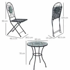 Outsunny 3 Piece Mosaic Metal Bistro Set - Black - 84B-052 19 Outsunny 3 Piece Mosaic Metal Bistro Set - Black - 84B-052 -OUTSUNNY Sales Shop outsunny 84b 052 dimension