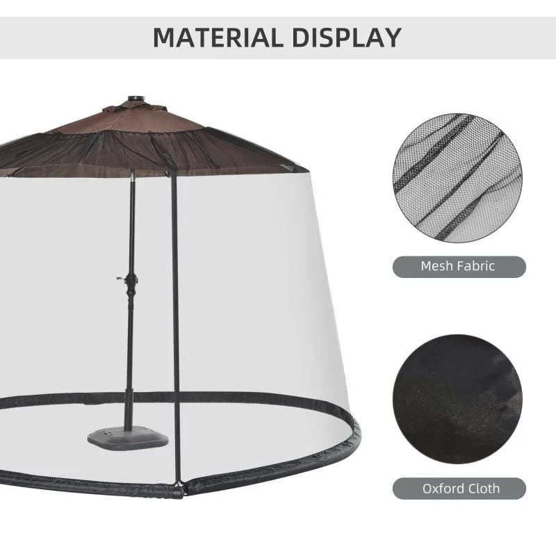 Outsunny 2.3m Umbrella/Table Mosquito Net - Black - 84B-063 7 Outsunny 2.3m Umbrella/Table Mosquito Net - Black - 84B-063 - Image 7