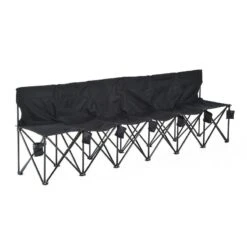 Outsunny 6 Seater Sports Folding Chair With Cup Holder & Carry Bag - Black - 84B-066BK -OUTSUNNY Sales Shop outsunny 84b 066bk 1