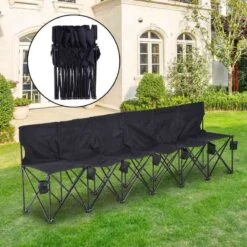 Outsunny 6 Seater Sports Folding Chair With Cup Holder & Carry Bag - Black - 84B-066BK -OUTSUNNY Sales Shop outsunny 84b 066bk