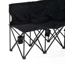 Outsunny 6 Seater Sports Folding Chair With Cup Holder & Carry Bag - Black - 84B-066BK -OUTSUNNY Sales Shop outsunny 84b 066bk 4
