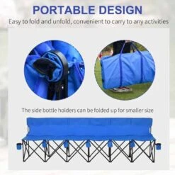 Outsunny 6 Seater Sports Folding Chair With Cup Holder & Carry Bag - Blue - 84B-066BU -OUTSUNNY Sales Shop outsunny 84b 066bu 3