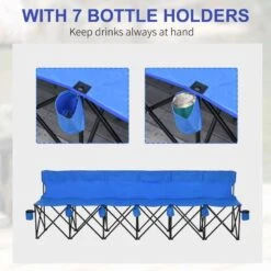 Outsunny 6 Seater Sports Folding Chair With Cup Holder & Carry Bag - Blue - 84B-066BU -OUTSUNNY Sales Shop outsunny 84b 066bu 4