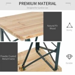 Outsunny 3 Piece Wooden Table & Bench Set - Natural Wood - 84B-106 14 Outsunny 3 Piece Wooden Table & Bench Set - Natural Wood - 84B-106 -OUTSUNNY Sales Shop outsunny 84b 106 premium 1