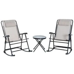 Outsunny 3 Piece Outdoor Rocking Bistro Set - Beige - 84B-202CW -OUTSUNNY Sales Shop outsunny 84b 202cw 10