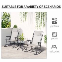 Outsunny 3 Piece Outdoor Rocking Bistro Set - Beige - 84B-202CW -OUTSUNNY Sales Shop outsunny 84b 202cw 4