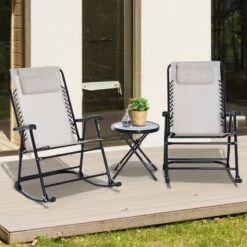 Outsunny 3 Piece Outdoor Rocking Bistro Set - Beige - 84B-202CW -OUTSUNNY Sales Shop outsunny 84b 202cw 9