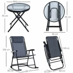 Outsunny 3 Piece Outdoor Rocking Bistro Set - Grey - 84B-202GY -OUTSUNNY Sales Shop outsunny 84b 202gy 1