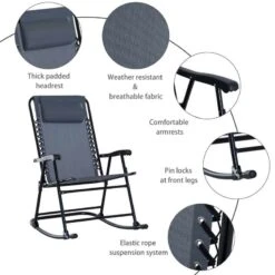 Outsunny 3 Piece Outdoor Rocking Bistro Set - Grey - 84B-202GY -OUTSUNNY Sales Shop outsunny 84b 202gy 5