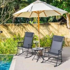 Outsunny 3 Piece Outdoor Rocking Bistro Set - Grey - 84B-202GY -OUTSUNNY Sales Shop outsunny 84b 202gy 8