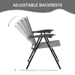 Outsunny 3 Piece Bistro Set With Folding Chairs & Adjustable Backrest - Grey - 84B-225GY 18 Outsunny 3 Piece Bistro Set With Folding Chairs & Adjustable Backrest - Grey - 84B-225GY -OUTSUNNY Sales Shop outsunny 84b 225gy 2