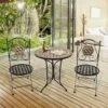 Outsunny 3 Piece Vintage Mosaic Bistro Set Chairs & Round Table Outdoor Furniture - Black Orange & White - 84B-260 -OUTSUNNY Sales Shop outsunny 84b 260 1